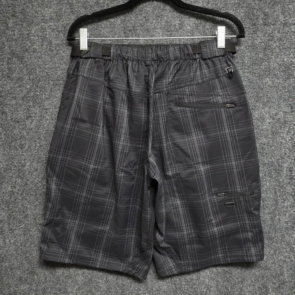 Zoic Shorys Mens Large Black Plaid Guide Shorts Linerless Mountain Bike